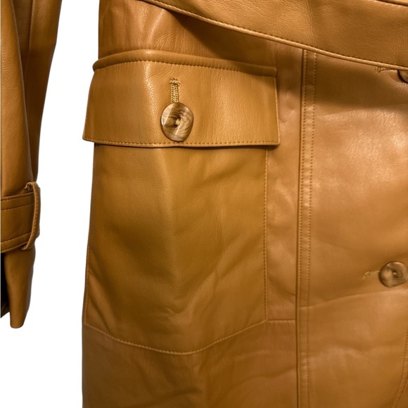 🎄 Elie Tahari Tan Faux Leather Trench Coat ✨
Size L | NWT | Chic Long Belted - Picture 5 of 9
